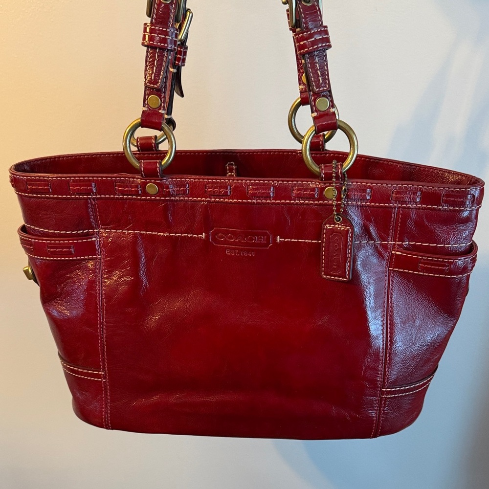 Coach Burgundy Patent Leather Tote